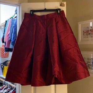 Eliza J Maroon Shiny Midi Skirt